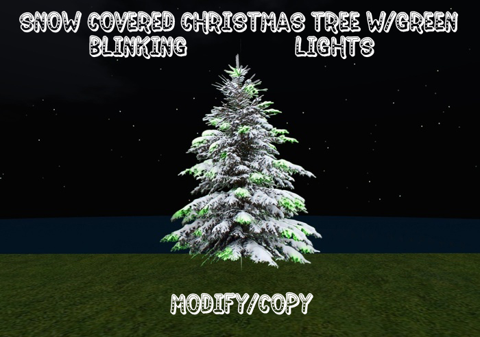 2 Prim Snow Covered Christmas Tree w/Green Blinking Lights (No Flashing Gray!!)