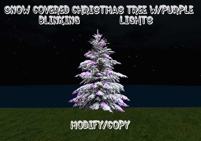 2 Prim Snow Covered Christmas Tree w/Purple Blinking Lights (No Flashing Gray!!)