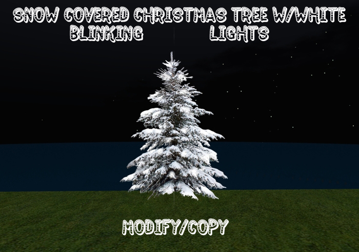 2 Prim Snow Covered Christmas Tree w/White Blinking Lights (No Flashing Gray!!)