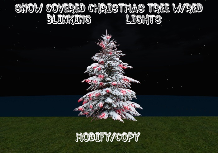 2 Prim Snow Covered Christmas Tree w/Red Blinking Lights (No Flashing Gray!!)