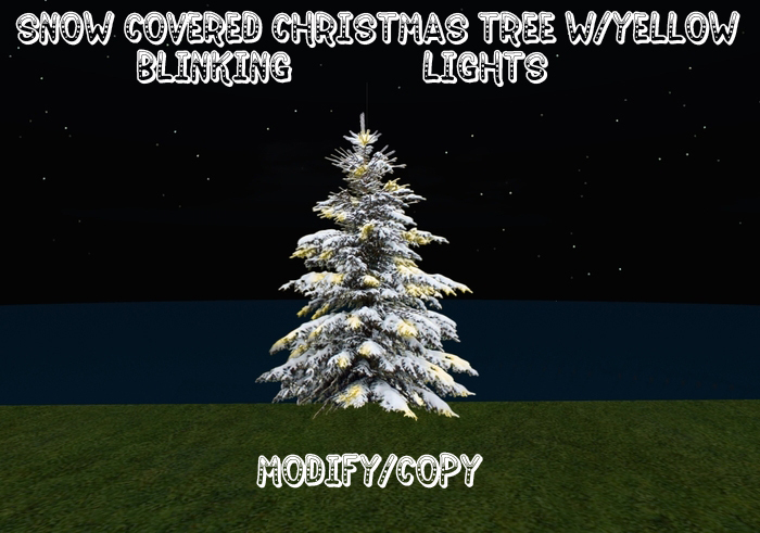 2 Prim Snow Covered Christmas Tree w/Yellow Blinking Lights (No Flashing Gray!!)