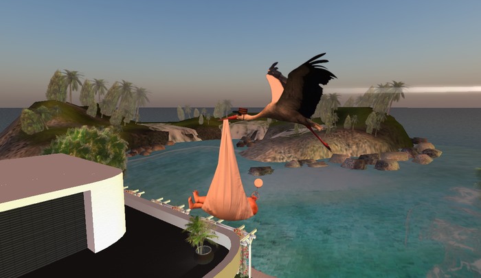 Fly stork with baby boy
