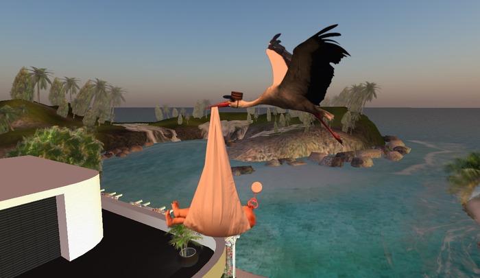 Fly stork with baby girl