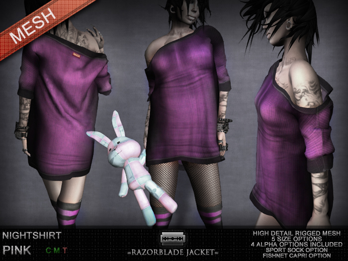 =Razorblade Jacket= Nightshirt /// Solid Pink