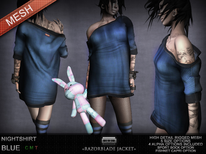 =Razorblade Jacket= Nightshirt /// Solid Blue