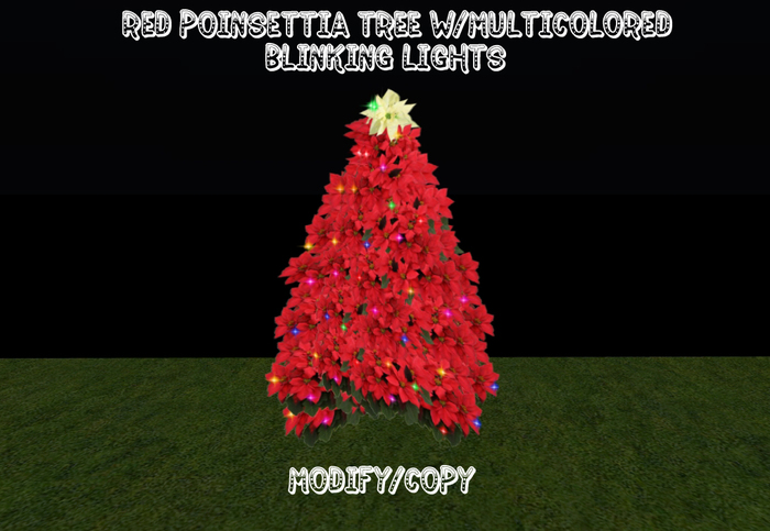 Red Poinsettia Tree w/Blinking Multicolored Lights (Non-Flexi)