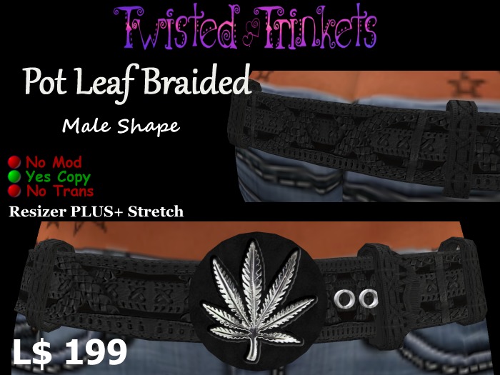Belt Pot Leaf Braided (male)