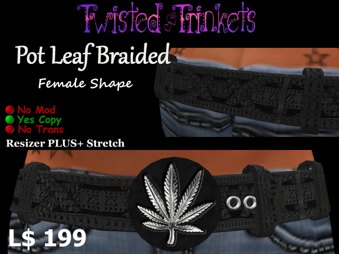 Belt Pot Leaf Braided (female)
