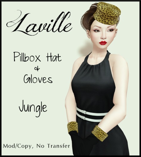 ! Laville ! Pillbox Hat & Gloves - Jungle