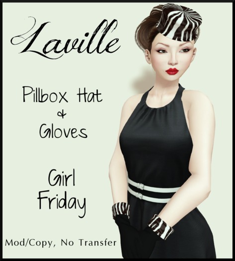 ! Laville ! Pillbox Hat & Gloves- Girl Friday
