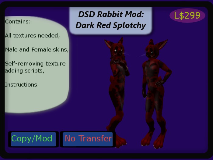 DSD Splotchy Bunny Mod, Dark Red