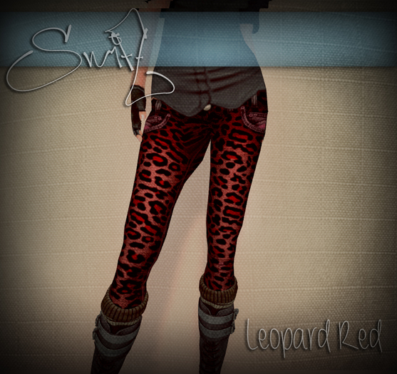 [S] Skinny Jeans - Leopard Red