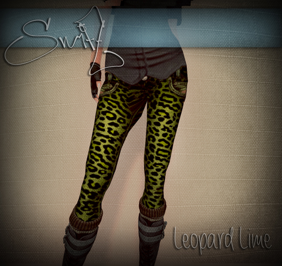 [S] Skinny Jeans - Leopard Lime
