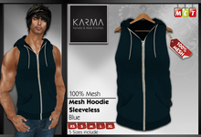 Karma - Blue - Mesh Sleeveless Hoodie - 5 Sizes include