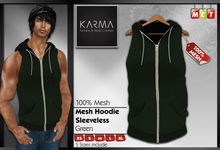 Karma - Green - Mesh Sleeveless Hoodie - 5 Sizes include