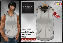 Karma - White - Mesh Sleeveless Hoodie - 5 Sizes include