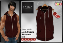 Karma - Red - Mesh Sleeveless Hoodie - 5 Sizes include