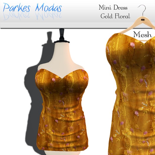 [PM] Mini Dress  Gold Floral Mesh