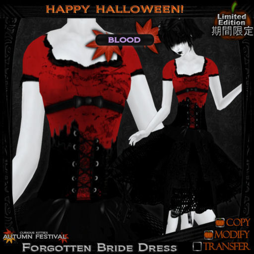 =^.^= Curious Kitties - [Limited Edition] Halloween Forgotten Bride Dress - Blood