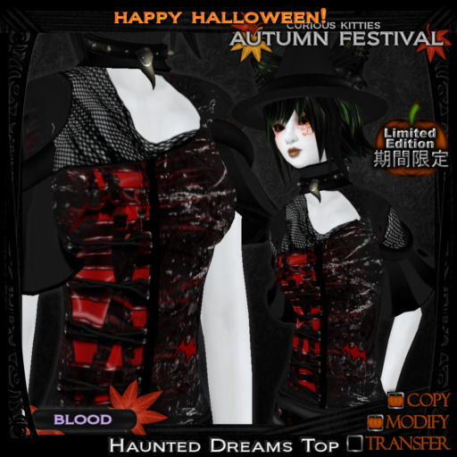 =^.^= Curious Kitties - [Limited Edition] Haunted Dreams Top - Blood