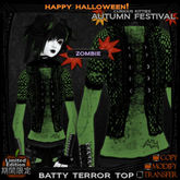 =^.^= Curious Kitties - [Limited Edition] Halloween Batty Terror Top - Zombie