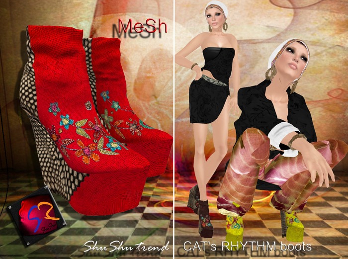 ShuShu CATS RHYTHM boots red - MESH
