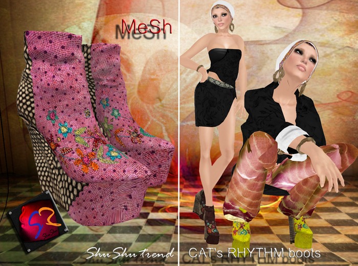 ShuShuShu CATS RHYTHM boots violet - MESH