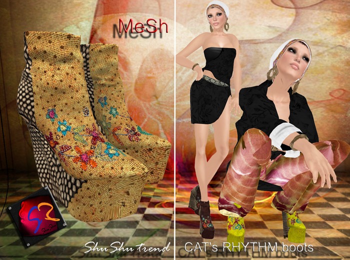 ShuShuShu CATS RHYTHM boots senf - MESH