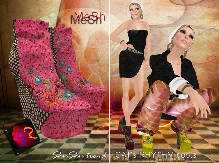 ShuShu CATS RHYTHM boots pink - MESH