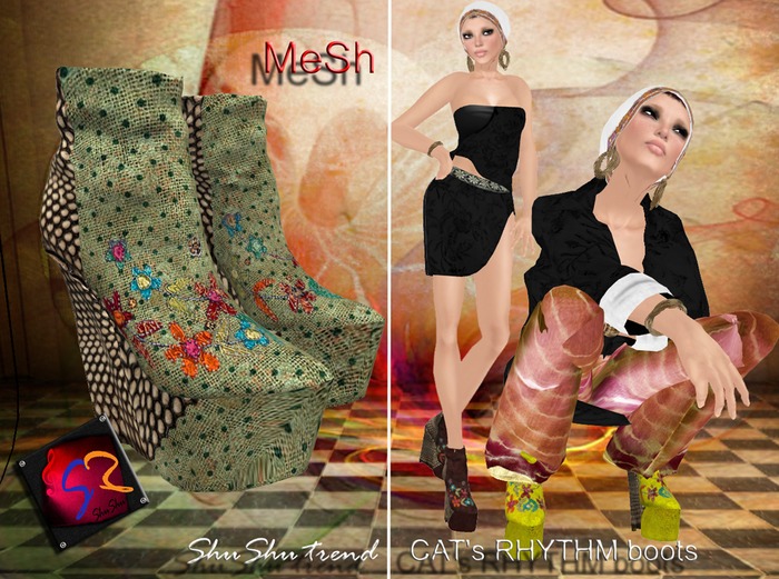 ShuShuShu CATS RHYTHM boots forest - MESH