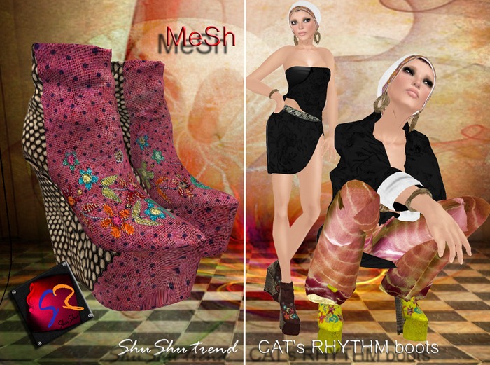 ShuShuShu CATS RHYTHM boots brombeer - MESH