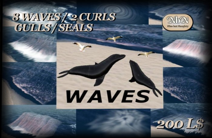 MEGA BOX  SCULPTED WAVES WITH SEALS  AND GULLS COPYABLE