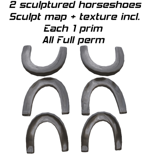 2 Sculptured horse shoe of each 1 prim + texture and sculpt maps - horseshoe