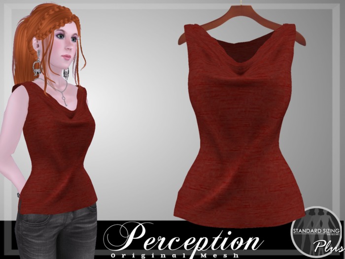 *Perception* Boatneck Top -- Red Dupioni