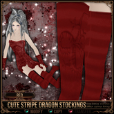 Curious Kitties - Cute Stripe Dragon Stockings - Red