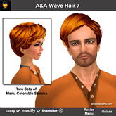 A&A Wave Hair 7 (Color 7 from 11 Colors Value Pack), unisex short style) 