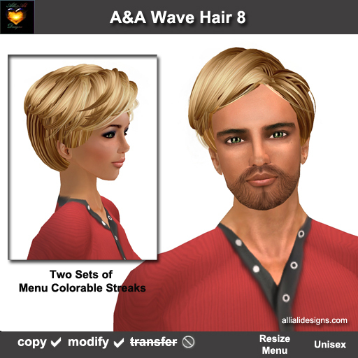A&A Wave Hair 8 (Color 8 from 11 Colors Value Pack), unisex short style) 