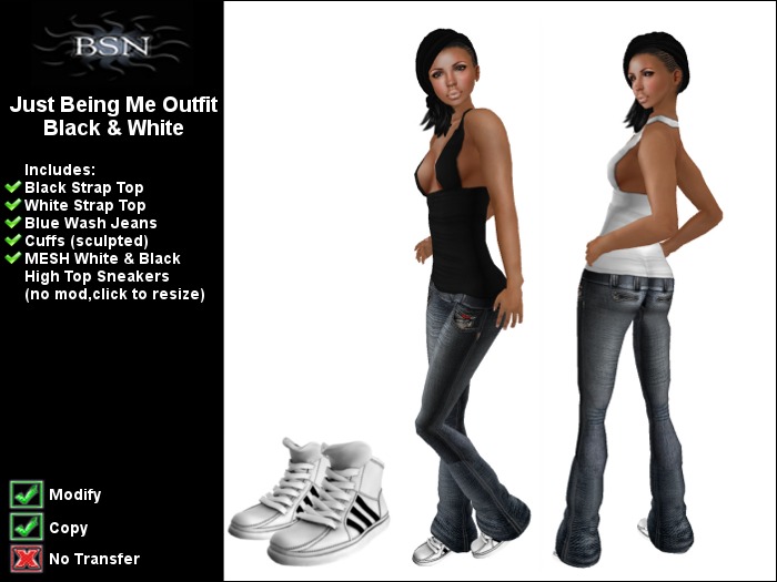 BSN Just Being Me Outfit - Black & White