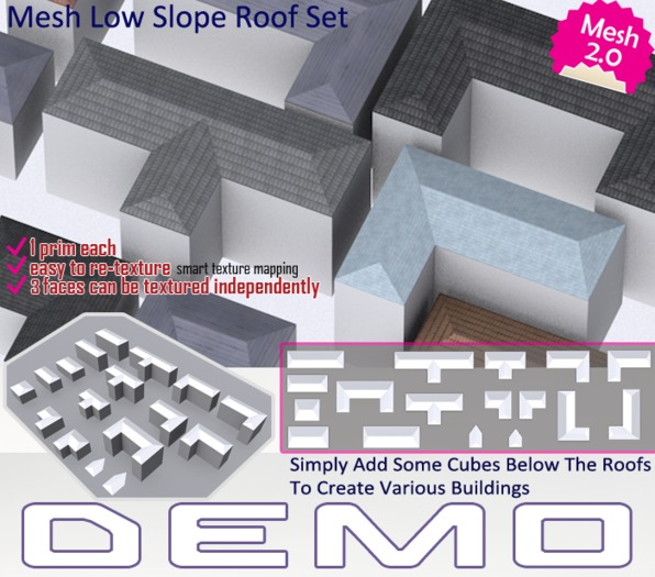 [DEMO] Mesh Low Slope Roof Set Builders Pack - Full Perm