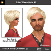 A&A Wave Hair 10 (Color 10 from 11 Colors Value Pack), unisex short style) 