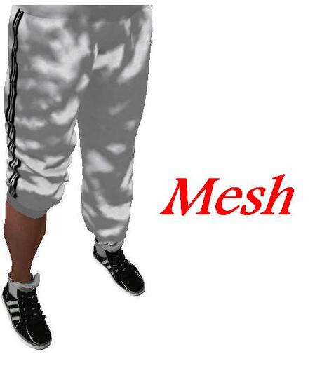 ::MESH::White Jogging Pants+