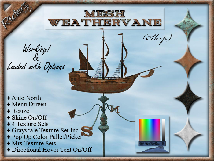 Riders Weathervane - (Old Ship) - Working & Loaded with Options