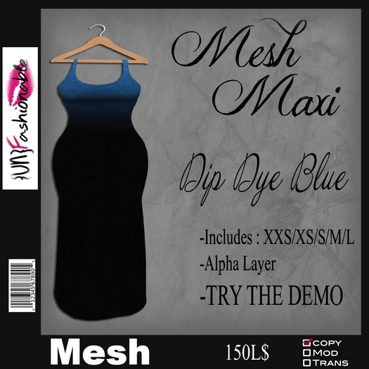 {uF} Mesh Maxi - Dip Dye Blue