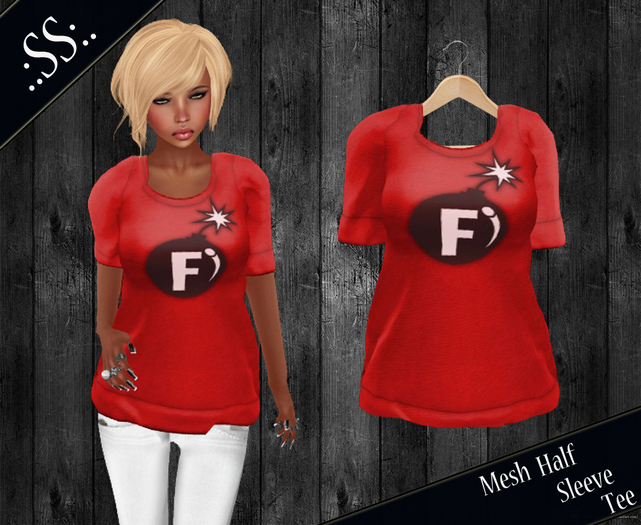.:SS:. Mesh Red F Bomb Half Sleeve Tee