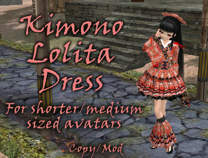 Kimono Gothic Dress for Short/Medium Avatars