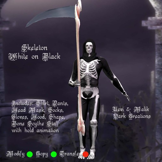 Skeleton White on Black