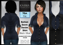 Karma Template - Tga - Button Down Denim Shirt with Sculpt - High detailled Texture