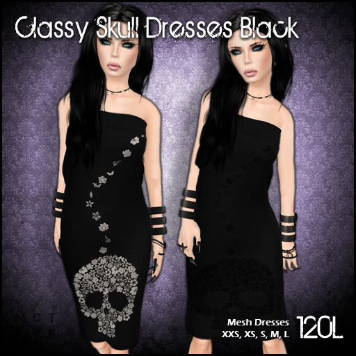 [ SAKIDE ] Classy Skull Dresses Black