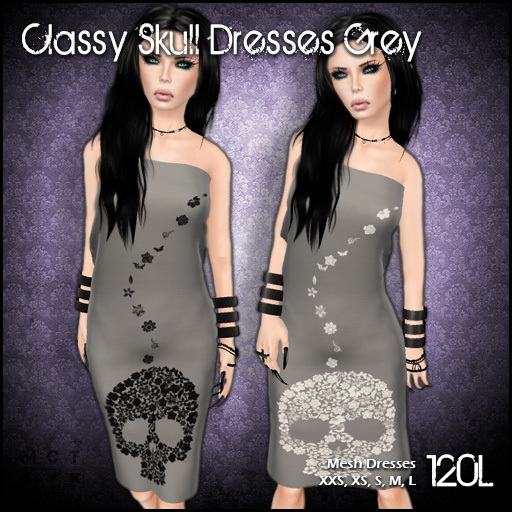[ SAKIDE ] Classy Skull Dresses Grey
