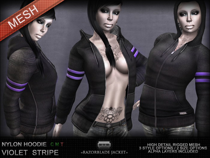 =Razorblade Jacket= Fem Hoodie /// Violet Stripe